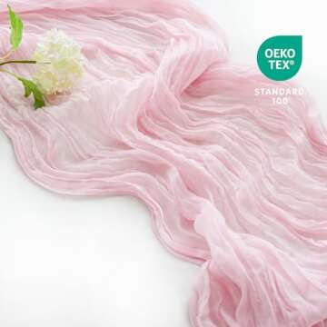 Sioloc 1 Pack Light Pink Cheesecloth Table Runner 10ft Boho Cheese Cloth Table Runner for Wedding Party Bridal Baby Shower Birthday Table Decorations