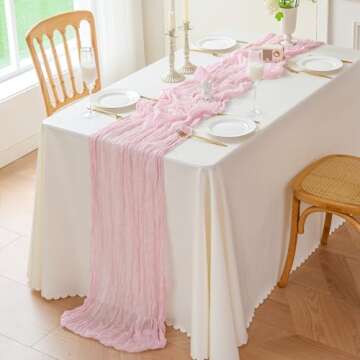 Sioloc 1 Pack Light Pink Cheesecloth Table Runner 10ft Boho Cheese Cloth Table Runner for Wedding Party Bridal Baby Shower Birthday Table Decorations