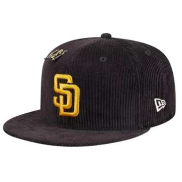 New Era San Diego Padres Letterman Pin Cord Dark Brown 59FIFTY Fitted Cap (US, Numeric, 7 3/8, Dark ...