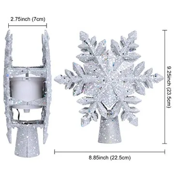 Lighted Silver Snowflake Christmas Tree Topper Projector