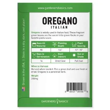 Gardeners Basics, Oregano Seeds for Planting Heirloom Non-GMO Herb Plant Seeds for Home Herb Garden ...