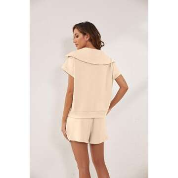 Chic AIHUKOCY Women’s Two Piece Casual Sweatshirt & Shorts Set