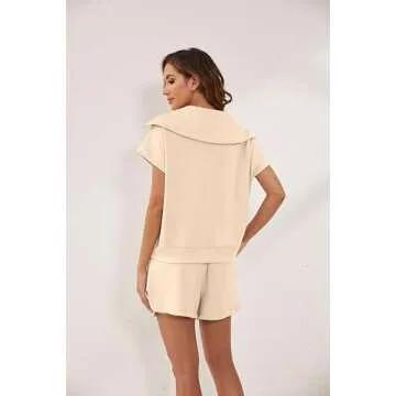 Chic AIHUKOCY Women’s Two Piece Casual Sweatshirt & Shorts Set