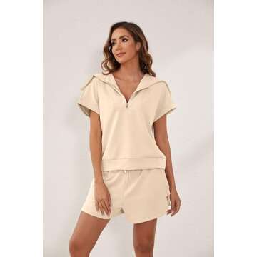 Chic AIHUKOCY Women’s Two Piece Casual Sweatshirt & Shorts Set