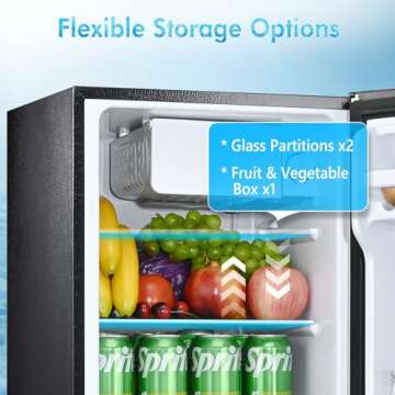 Anypro 2.7 Cu.Ft Mini Fridge with Freezer and Adjustable Shelves