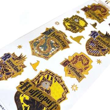 Paper House Productions Harry Potter Hogwarts House Crests Shiny Foil Enamel Effect Sticker Sheet fo...