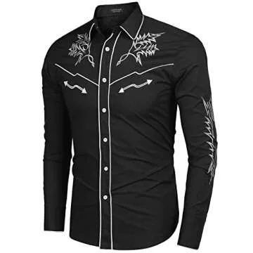 COOFANDY Men's Western Cowboy Shirt - Quality Embroidered Style