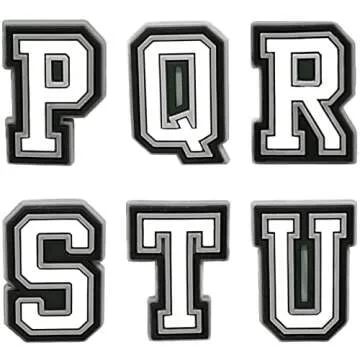 vshougou 27pcs Letter Charms for Shoe Decoration,Alphabet ABC-Z Letter,DIY Shoes Pins for Teens Men Women