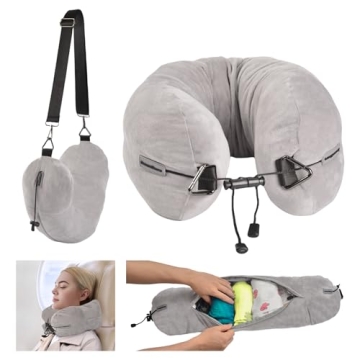 DreamShore Travel Pillow for Extra Luggage: Stuffable Neck Pillow with Adjustable Neck Size | Fits 3...