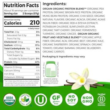 Orgain Sport Protein Powder Vanilla 2.01 lb (Packaging May Vary)