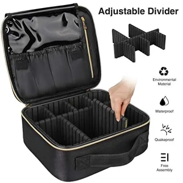 Chomeiu Travel Makeup Case, Professional Cosmetic Makeup Bag Organizer,Accessories Case, Tools Case (Small, BLACK)