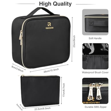 Chomeiu Travel Makeup Case, Professional Cosmetic Makeup Bag Organizer,Accessories Case, Tools Case (Small, BLACK)