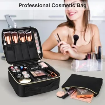 Chomeiu Travel Makeup Case, Professional Cosmetic Makeup Bag Organizer,Accessories Case, Tools Case (Small, BLACK)