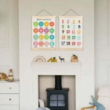 Supwhd Classroom Wall Decor, Numbers and Math Symbols Wall Art Poster, Playroom Wall Decor, Educational Posters for Nursery Kids Room Playroom Classroom Preschool Decor, 12x16 Inches Set of 2