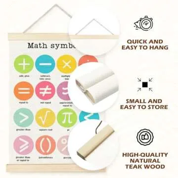 Supwhd Classroom Wall Decor, Numbers and Math Symbols Wall Art Poster, Playroom Wall Decor, Educational Posters for Nursery Kids Room Playroom Classroom Preschool Decor, 12x16 Inches Set of 2