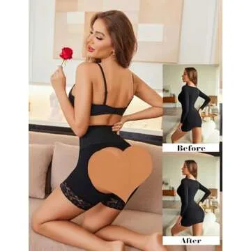 Avidlove Shapewear for Women Tummy Control High Waisted Body Shaper Short Butt Lifting Panties Girdle Thigh Slimmer Butt Lifter Shapewear (Black+Champagne)