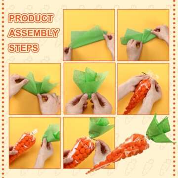 Yexiya 100 Easter Carrot Shape Treat Bags for Festivities