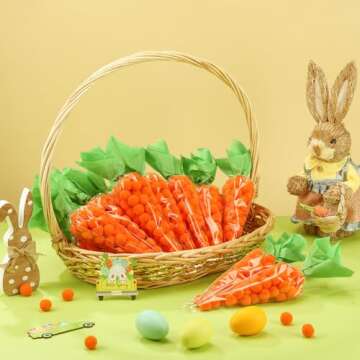 Yexiya 100 Easter Carrot Shape Treat Bags for Festivities