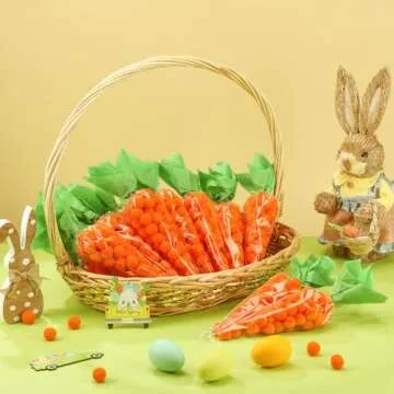 Yexiya 100 Easter Carrot Shape Treat Bags for Festivities