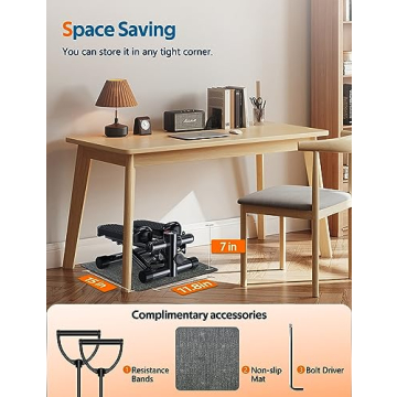 KitGody Mini Stepper with Resistance Bands for Home Workouts