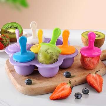 JBYAMUS Silicone Popsicle Molds, Ice Pop Molds, Storage Container for Homemade Food, Kids Ice Cream DIY Pop Molds - BPA Free (Purple)