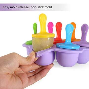 JBYAMUS Silicone Popsicle Molds, Ice Pop Molds, Storage Container for Homemade Food, Kids Ice Cream DIY Pop Molds - BPA Free (Purple)