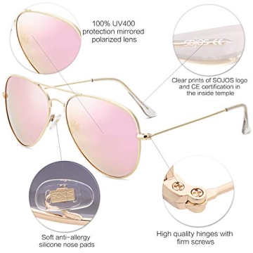 SOJOS Classic Aviator Polarized Sunglasses for Men Women