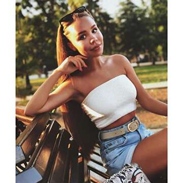 VONMELLI 3 Pack Women's Belts for Jeans Pants Fashion Gold Buckle Ladies Dress Belt