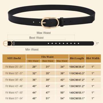 VONMELLI 3 Pack Women's Belts for Jeans Pants Fashion Gold Buckle Ladies Dress Belt