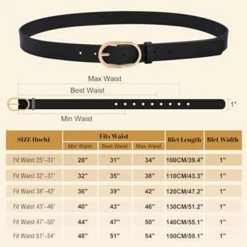 VONMELLI 3 Pack Women's Belts for Jeans Pants Fashion Gold Buckle Ladies Dress Belt