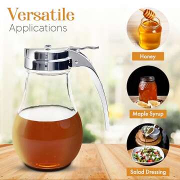 EHOMEA2Z Commercial-Grade Tempered Glass Honey Dispenser, 14 Ounce Honey Jar with Metal Top, Kitchen...