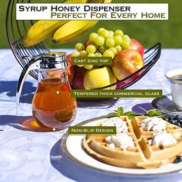 EHOMEA2Z Commercial-Grade Tempered Glass Honey Dispenser, 14 Ounce Honey Jar with Metal Top, Kitchen Essential Honey Jars, Convenient Honey Container, Leak-Proof Glass Honey Dispenser (1, 14 Oz)