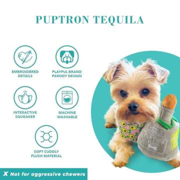 Puptron Tequila Plush Dog Toy with Squeaker by Haute Diggity Dog