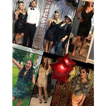 meilun Womens Sequin Fringe 1920s Flapper Inspired Party Dance Dress(Beige,L)