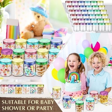 Sliner 60 Pcs 8 oz Plastic Jars with Colorful Lids