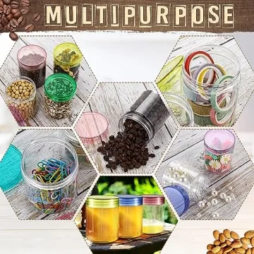 Sliner 60 Pcs 8 oz Plastic Jars with Colorful Lids