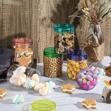 Sliner 60 Pcs 8 oz Plastic Jars with Colorful Lids