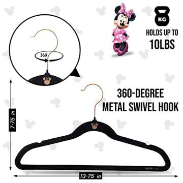 Minnie Mouse Velvet Hangers Set of 25 for Girls' Closet
