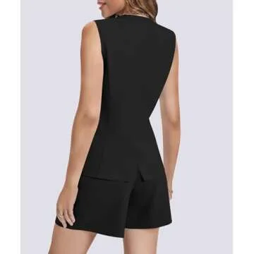 Casly Lamiit Womens Summer Outfits Round Neck Sleeveless Top Matching Set Button Down High Waisted Pants 2025 Trendy Clothes Lounge Sets Summer Work Travel Beige M