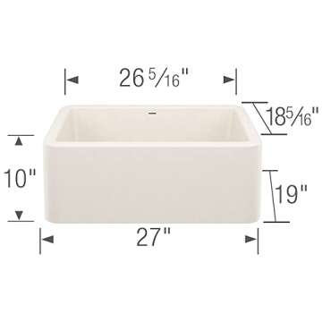 BLANCO IKON Silgranit Farmhouse Kitchen Sink 27" Soft White