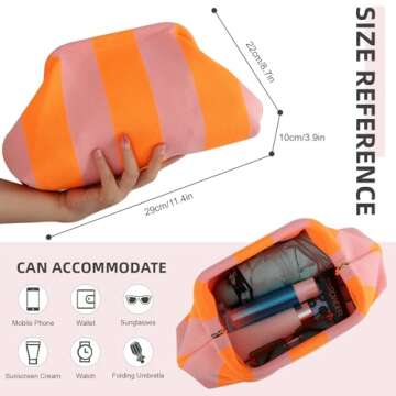 Oweisong Striped Clutch Purses for Women Woven Dumpling Bag Colorful Crochet Cloud Evening Handbag S...