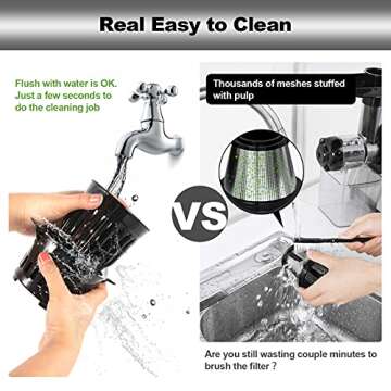 Viesimple Masticating Juicer Cold Press Juicers Machine Easy to Clean Slow Juicer Extractor for Vegetable Fruit Juice Smoothies, Large WIDE 3.15” Turn Over Wide Chute, Quite Low db Juicer Machine