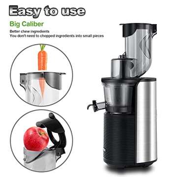 Viesimple Masticating Juicer Cold Press Juicers Machine Easy to Clean Slow Juicer Extractor for Vegetable Fruit Juice Smoothies, Large WIDE 3.15” Turn Over Wide Chute, Quite Low db Juicer Machine