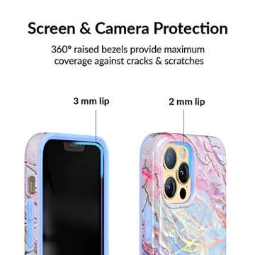 Velvet Caviar Compatible with iPhone 12 Pro Max Case for Women Cute - 10ft Drop Tested - Protective Phone Cover (Holographic Pink Blue Marble)