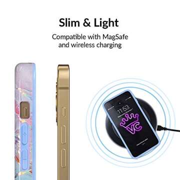 Velvet Caviar Compatible with iPhone 12 Pro Max Case for Women Cute - 10ft Drop Tested - Protective Phone Cover (Holographic Pink Blue Marble)