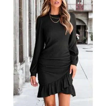 CUPSHE Women's Knit Ruched Mini Dress for Chic Style