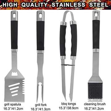 POLIGO 19PCS BBQ Grill Tools Set Stainless Steel Barbecue Grilling Accessories Set with Aluminum Cas...