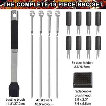 POLIGO 19PCS BBQ Grill Tools Set Stainless Steel Barbecue Grilling Accessories Set with Aluminum Case for Camping - Premium Outdoor Grill Utensil Kit Ideal Christmas Birthday Gifts Set for Dad Men