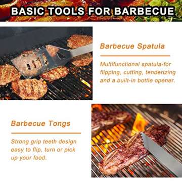 POLIGO 19PCS BBQ Grill Tools Set Stainless Steel Barbecue Grilling Accessories Set with Aluminum Case for Camping - Premium Outdoor Grill Utensil Kit Ideal Christmas Birthday Gifts Set for Dad Men