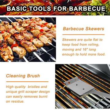 POLIGO 19PCS BBQ Grill Tools Set Stainless Steel Barbecue Grilling Accessories Set with Aluminum Case for Camping - Premium Outdoor Grill Utensil Kit Ideal Christmas Birthday Gifts Set for Dad Men